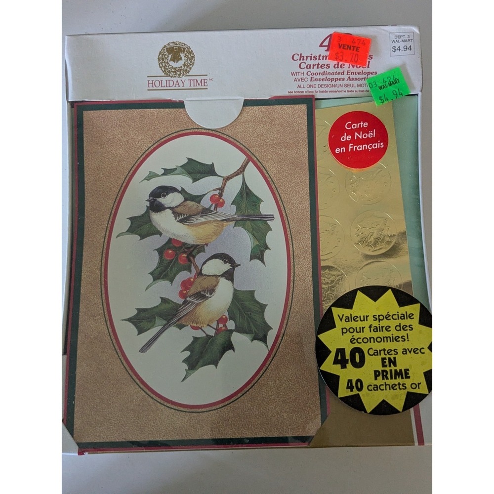 Vintage French Christmas Cards Box Set of 40 w Envelopes Holiday  Winter Scene